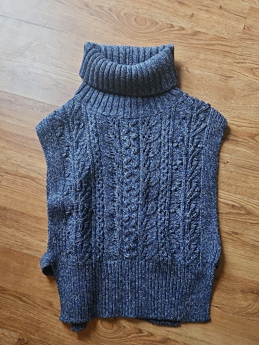 Veronica Beard "Collina" Cable Knit Open Side Cowl Neck Sweater Vest
